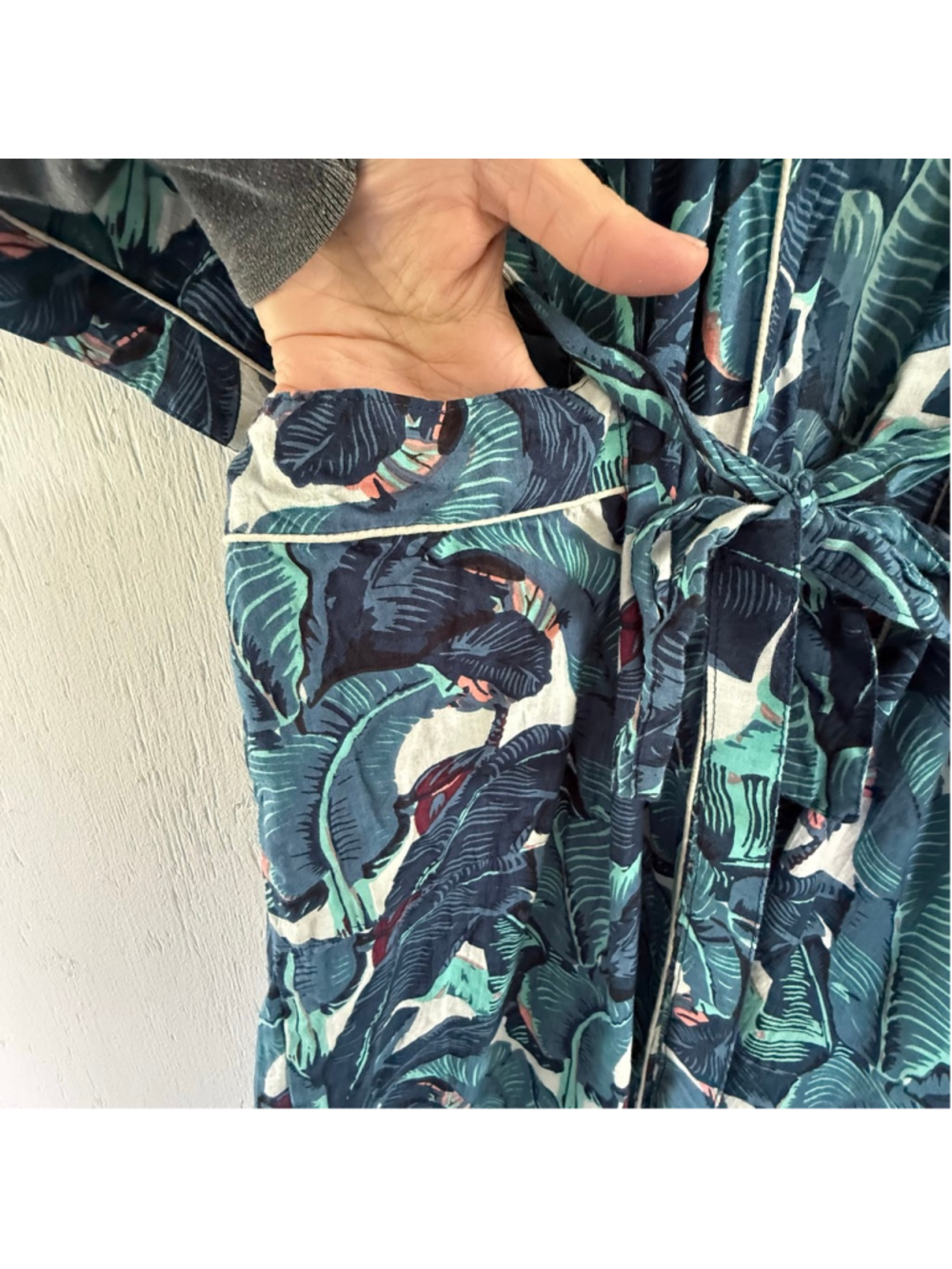 100% Cotton Tropical Banana Leaf Print Robe M/L - Picture 4 of 7